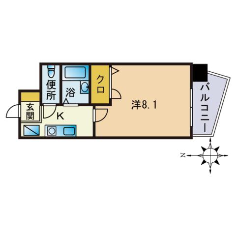 エルパルケ平尾(1K/6階)の間取り写真