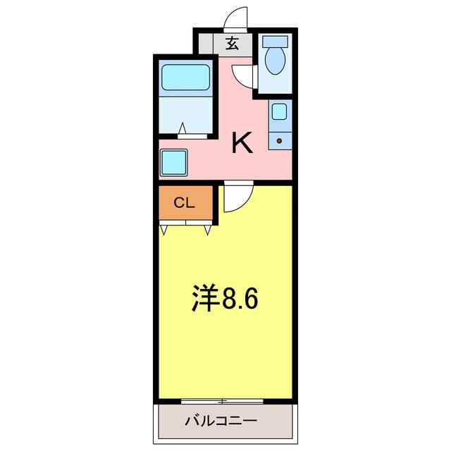 A・CITY大東町(1K/4階)の間取り写真
