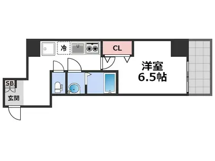 アドバンス難波南ノエル(1K/12階)の間取り写真