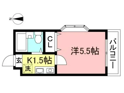 リンクスセカンド(1K/2階)の間取り写真