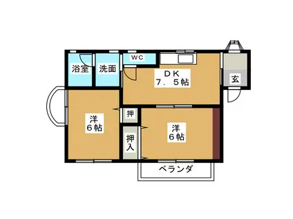 ドメーヌ(2DK/3階)の間取り写真