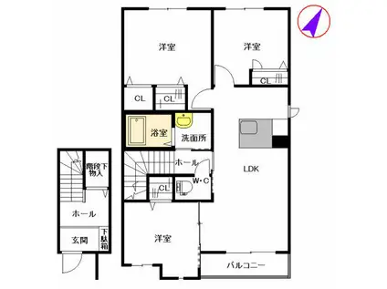 リアンK ドゥーエ(3LDK/2階)の間取り写真