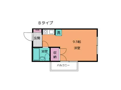 ベルジュ壱番館(ワンルーム/2階)の間取り写真