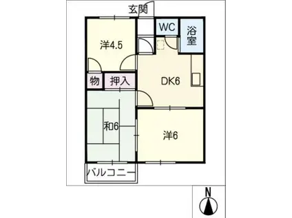 シティハイムKOMORI(3DK/2階)の間取り写真