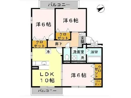 クレールE(3LDK/3階)の間取り写真