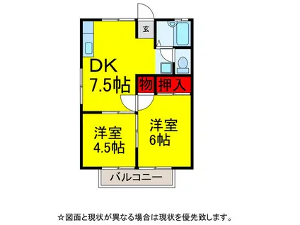 ハイツさなだ(2DK/1階)の間取り写真