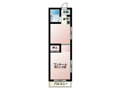 ダイヤモンドレディース(ワンルーム/3階)の間取り写真