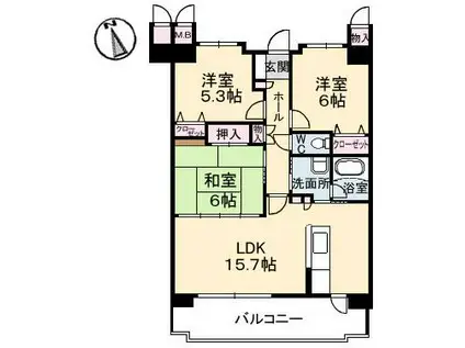 アステージ西条弍番館(3LDK/7階)の間取り写真
