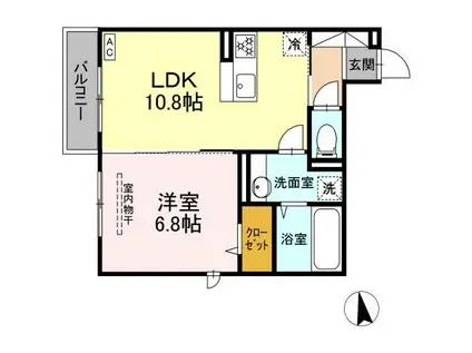 GRAND D-ROOM 島内新橋(1LDK/2階)の間取り写真