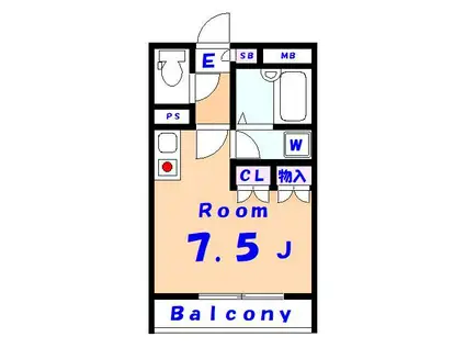 サンタフェスクエア(ワンルーム/3階)の間取り写真
