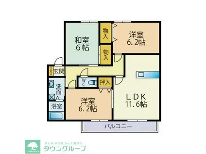 メゾンボヌール(3LDK/2階)の間取り写真