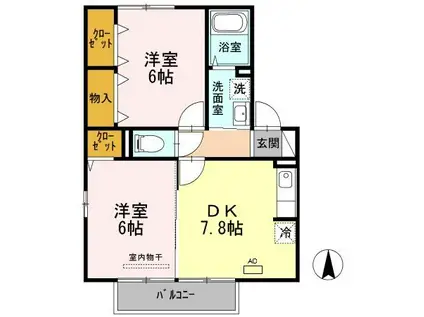 クレモンティーヌ(2DK/2階)の間取り写真