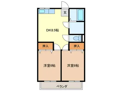 第2笛野ハイツ(2DK/1階)の間取り写真