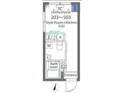 ラフォート板橋本町(ワンルーム/4階)の間取り写真