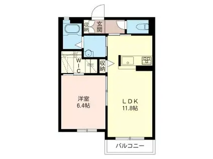 レフィナード(1LDK/2階)の間取り写真