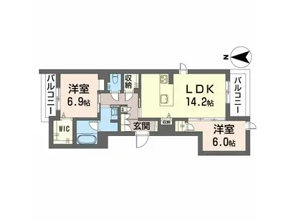 エクラージュ花町(2LDK/4階)の間取り写真