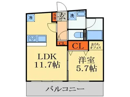 MAJESTIC千葉みなと(1LDK/2階)の間取り写真