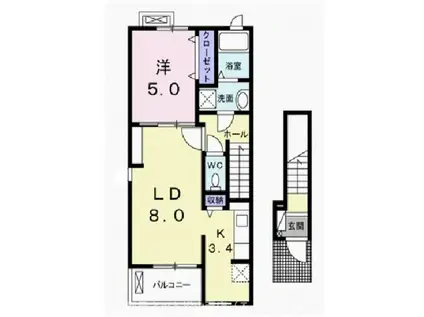 ドムス・メルヴェーユ(1LDK/2階)の間取り写真