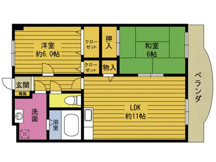 エクセルハイムK(2LDK/2階)の間取り写真