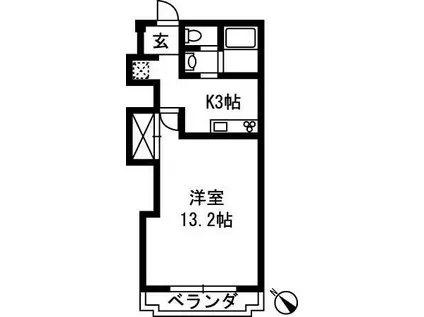 セゾン平成(1K/2階)の間取り写真