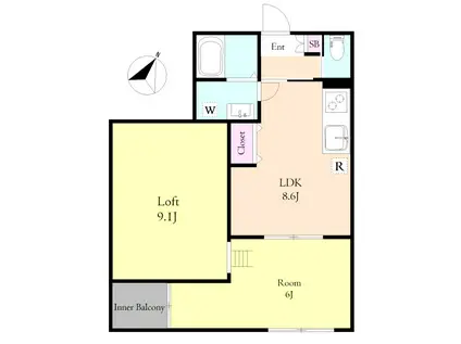 ロイヤルオーク(1LDK/1階)の間取り写真