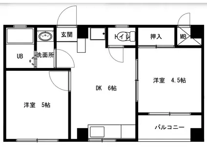サンヒルズ(2DK/2階)の間取り写真