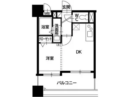 ベールメトロ姪浜(1DK/11階)の間取り写真