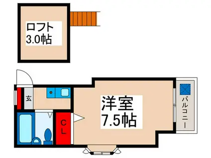 ローズアパートQ-88(ワンルーム/2階)の間取り写真