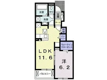 グランツI(1LDK/1階)の間取り写真