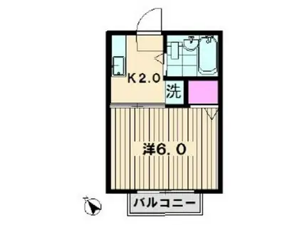 シティハイムケネス(1K/2階)の間取り写真