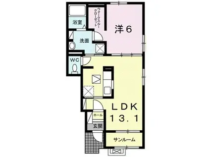 チェリー ヒル ハウス(1LDK/1階)の間取り写真