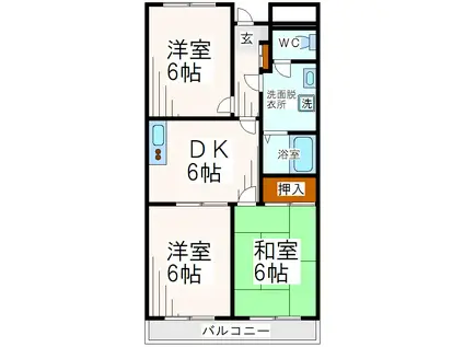 シャトルフルール(3DK/2階)の間取り写真