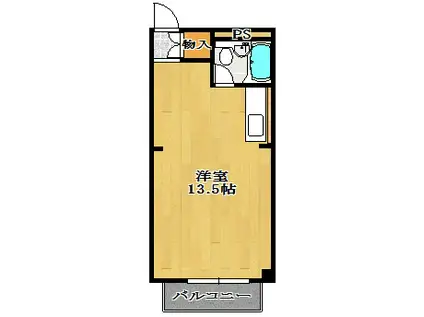 ポプリタウン宮本(ワンルーム/2階)の間取り写真