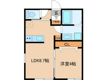 パーチェ成田(1LDK/1階)の間取り写真
