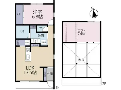 クロフト ボージュ―(1LDK/1階)の間取り写真