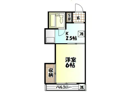 ホワイトハウス伊勢原(1K/2階)の間取り写真