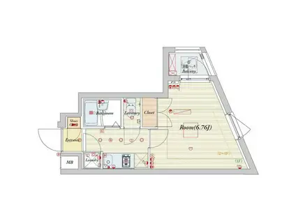 ビバリーホームズ上石神井(1K/1階)の間取り写真