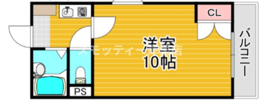 ハイツ五條(1K/2階)の間取り写真