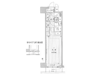 メインステージ浅草橋駅前(1K/2階)の間取り写真