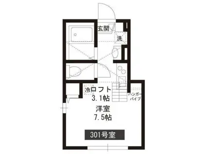パークアレイ笹塚(ワンルーム/3階)の間取り写真