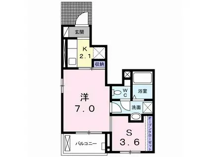 セレーノA(1SK/1階)の間取り写真