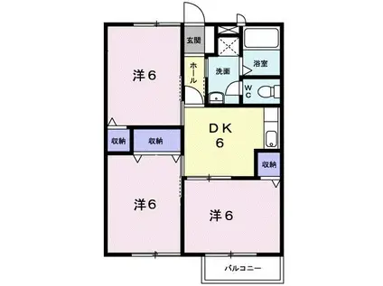 ラフィーネD(3DK/2階)の間取り写真