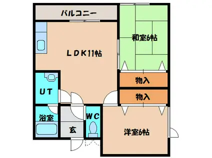 安満西の町 (2LDK/2階)の間取り写真