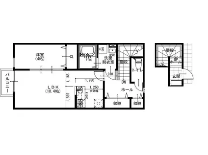 クラス旭ヶ丘(1LDK/2階)の間取り写真