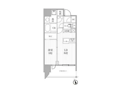 シーズンフラッツ代々木(1LDK/2階)の間取り写真