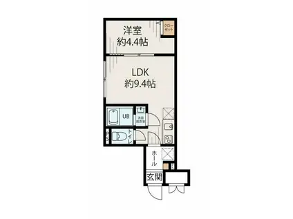 ル・シエル西新宿(1LDK/1階)の間取り写真