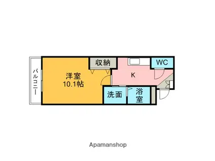 名鉄三河線 三河高浜駅 徒歩8分 3階建 築23年(1K/3階)の間取り写真