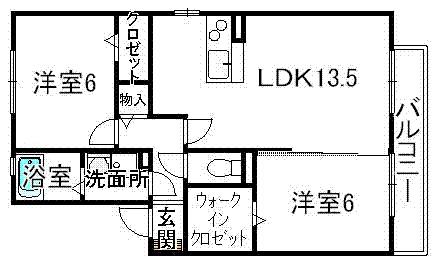 サンフォレスタ(2LDK/2階)の間取り写真