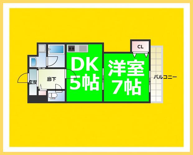 RAINBOW COURT P-III(1DK/4階)の間取り写真