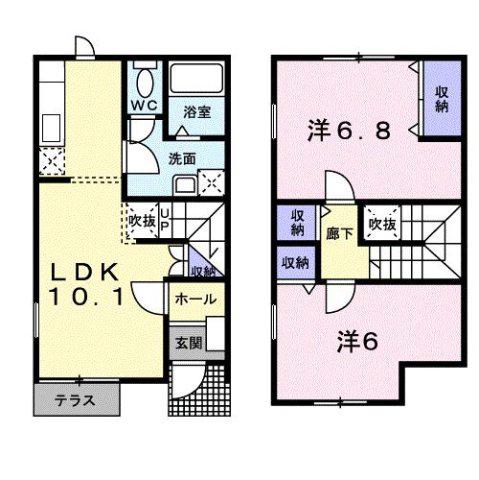 グランドール F1(2LDK/1階)の間取り写真